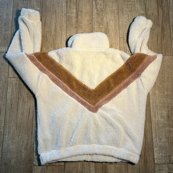 Abercrombie &‎ Fitch Soft Half Zip Chevron Sweatshirt Cream Camel Large - Picture 8 of 9